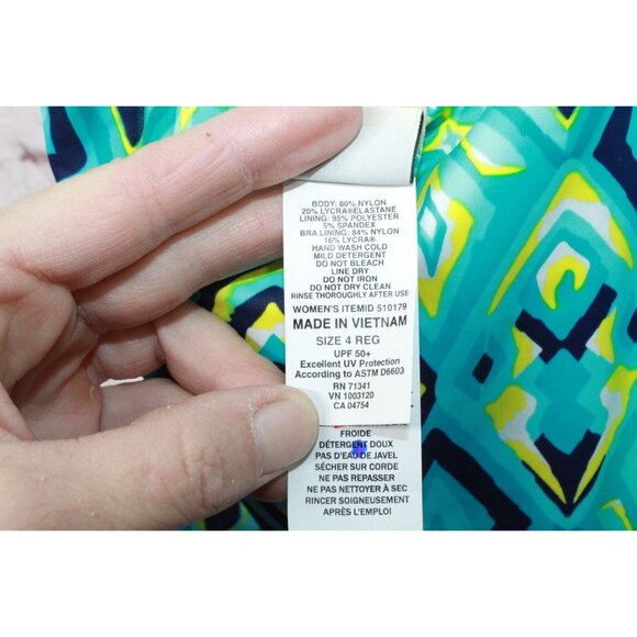 LL Bean BeanSport Swimwear Scoopneck Tankini Top Print Green Size 4 - Picture 8 of 10